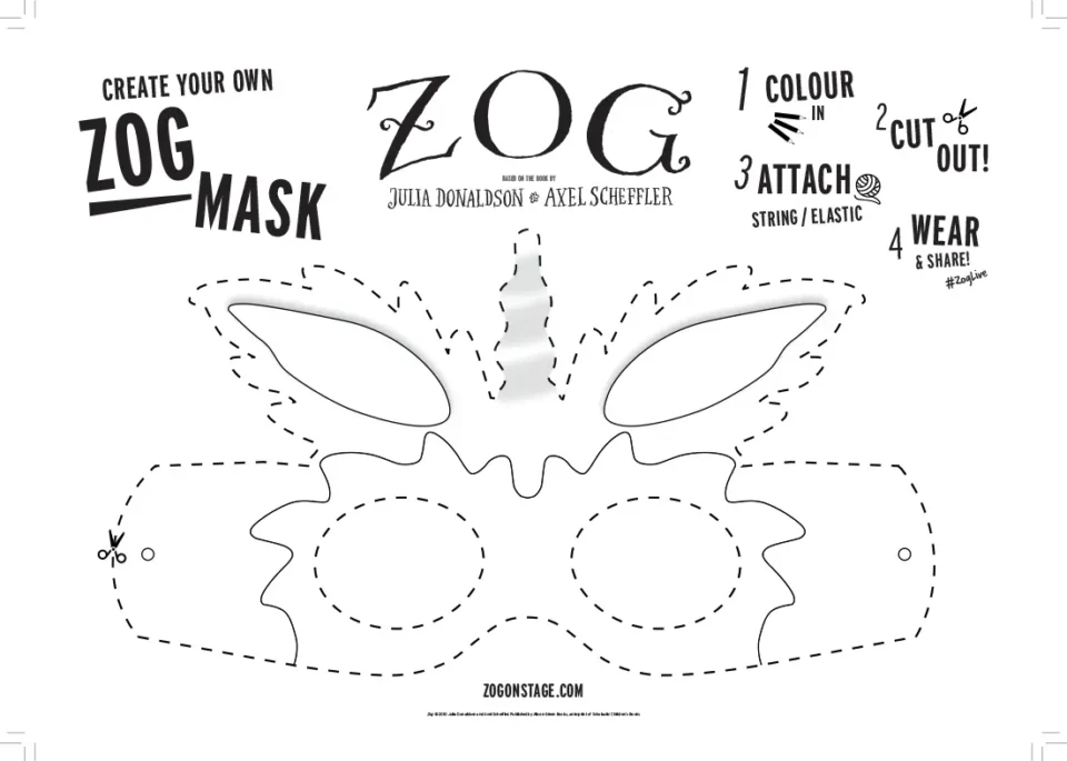 Zog mask colouring sheet